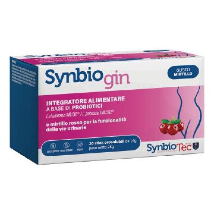 Synbiotec Synbiogin: Integratore con Probiotici e Mirtillo Rosso, 20 Stick
