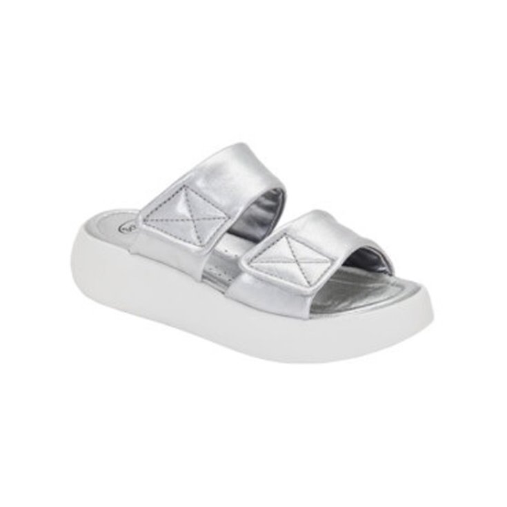 Scholl Shoes Boca 2 Straps Laminated Leather Woman Silver 38