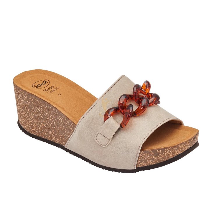 Scholl Ravello Zeppa Alta Donna Taupe con Catena Misura 40