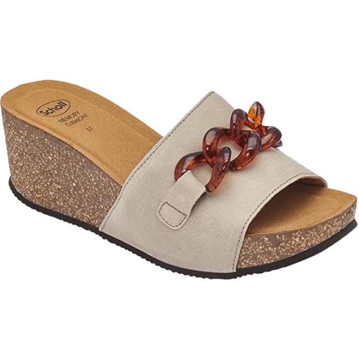 Scholl's Ravello High Wedge Leather Chain Woman Taupe 41