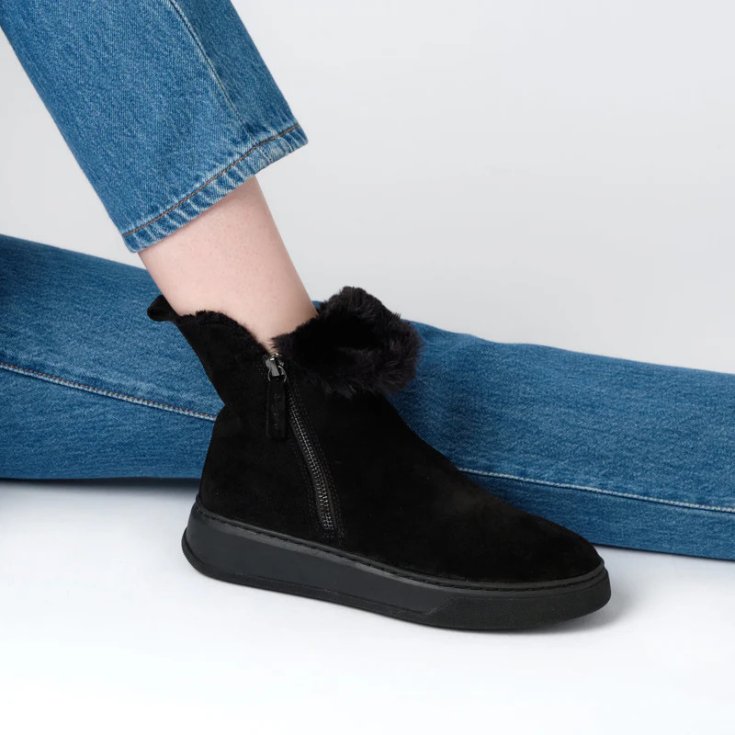 Scholl's Brooklyn Bootie Leather Stivale Donna Nero 38