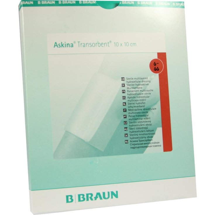 B.Braun Askina Transorbent Klebeverband aus Polyurethanschaum 10x10cm 5 Stück