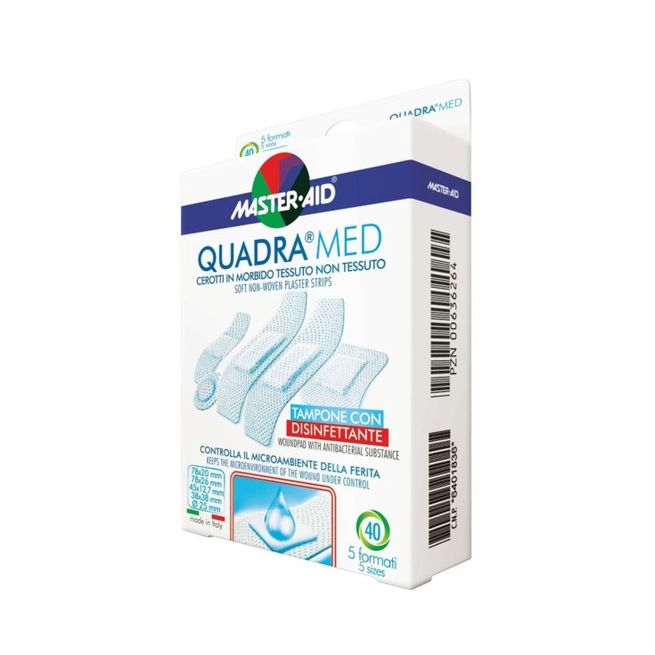 Master-Aid® Quadra Med® Weiche Vlies-Pflasterauflage mit 10 Streifen zusätzlichem Desinfektionsmittel