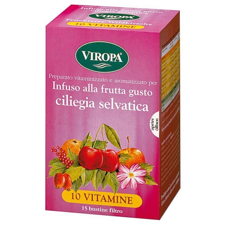 Viropa-10 Vitamine Vitamintee Wildkirsch-Fruchtaufguss mit Vitaminen 15 Sachets