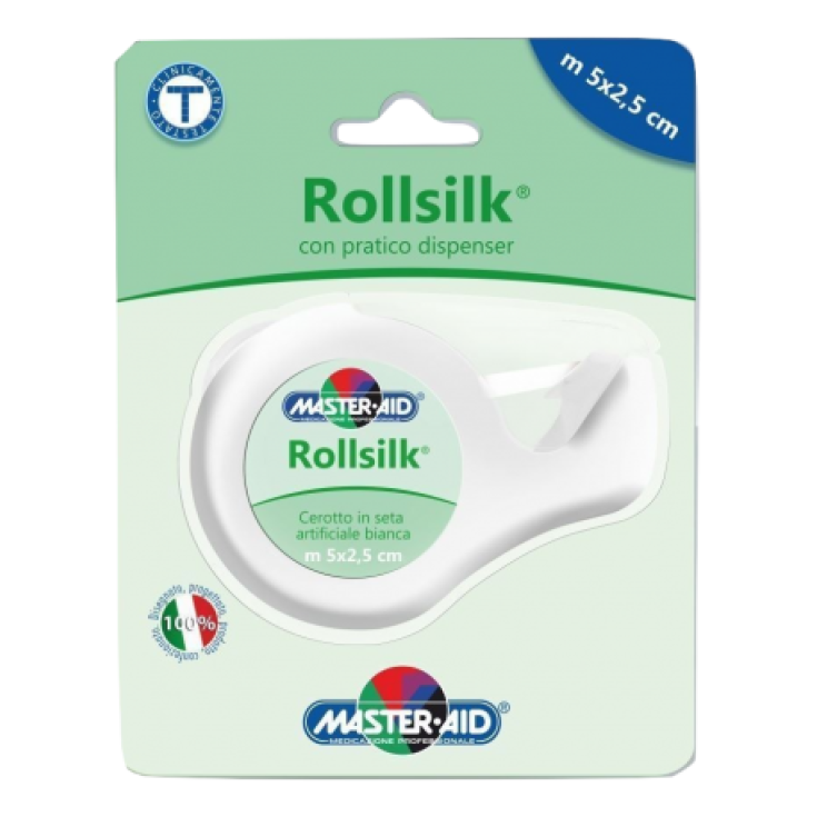 Master-Aid® Rollsilk® Weißes Kunstseidenpflaster mit praktischem Spender m 5 x 2,5 cm