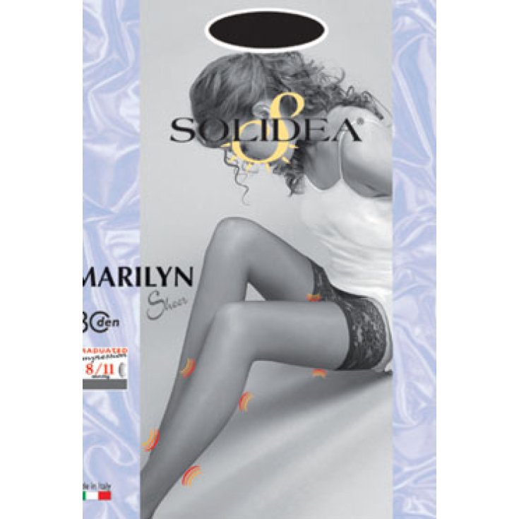 Solidea Marilyn 30 Transparenter halterloser Strumpf Farbe Blau Größe 3 1 Paar