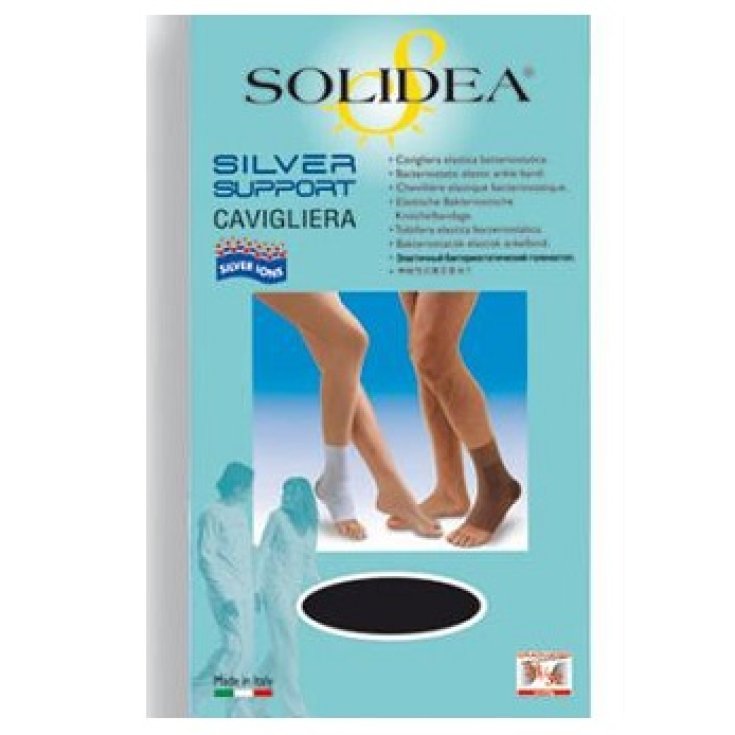 Solidea® Silver Support Elastisches Fußkettchen Farbe Schwarz Größe L