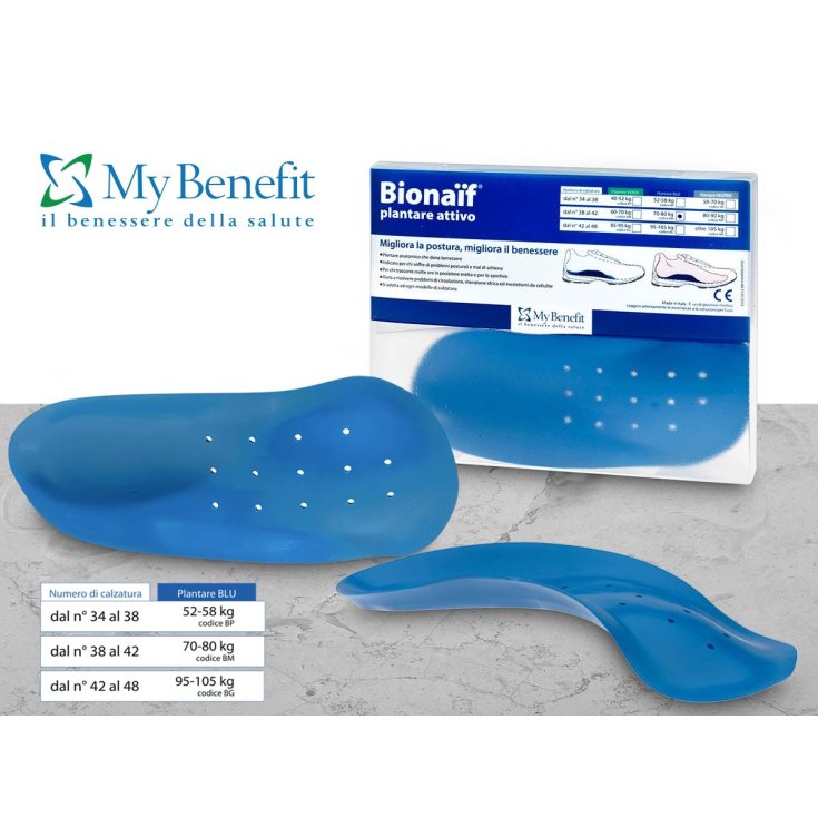 Bionaif My Benefit Active Footbed Blaue Farbe Mittlere Größe 2 Einlegesohlen