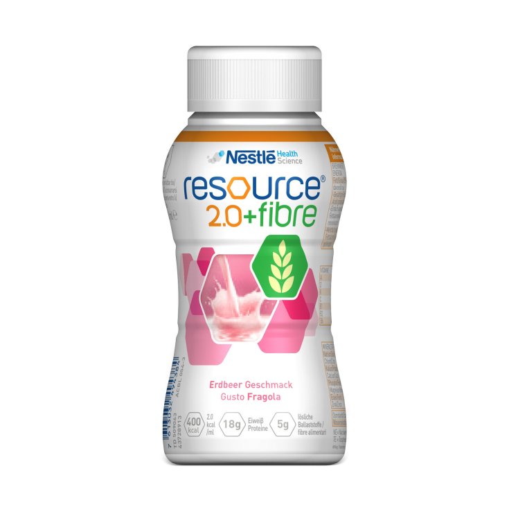 Nestlè Health Science Resource 2.0 + Strawberry Fiber Beverage Angereichert mit FOS- und GOS-Fasern 200 ml