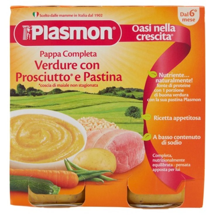 Homogenisiertes Plasmon Complete Meal Gemüse Pastina Kochschinken 2x380g