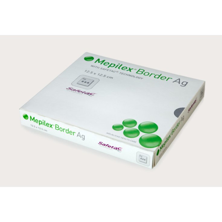 Mölnlycke® Mepilex® Border Ag Antimikrobieller All-In-One-Schaumverband mit Safetac® Größe 7,5x7,5cm 5 Stück