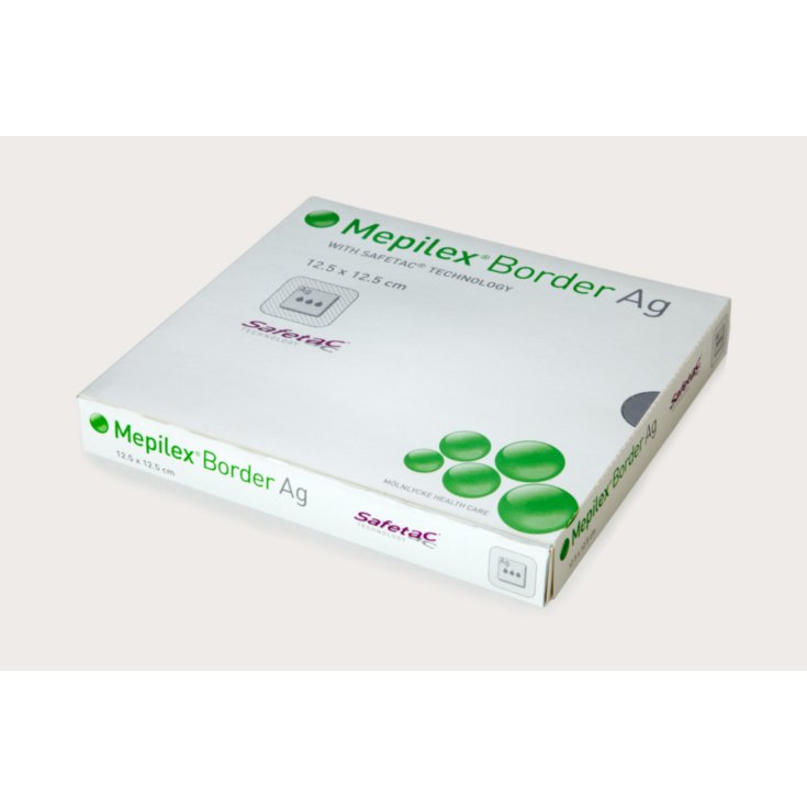 Mölnlycke® Mepilex® Border Ag Antimikrobieller All-in-One-Schaumverband mit Safetac® Größe 10 x 10 cm, 5 Stück