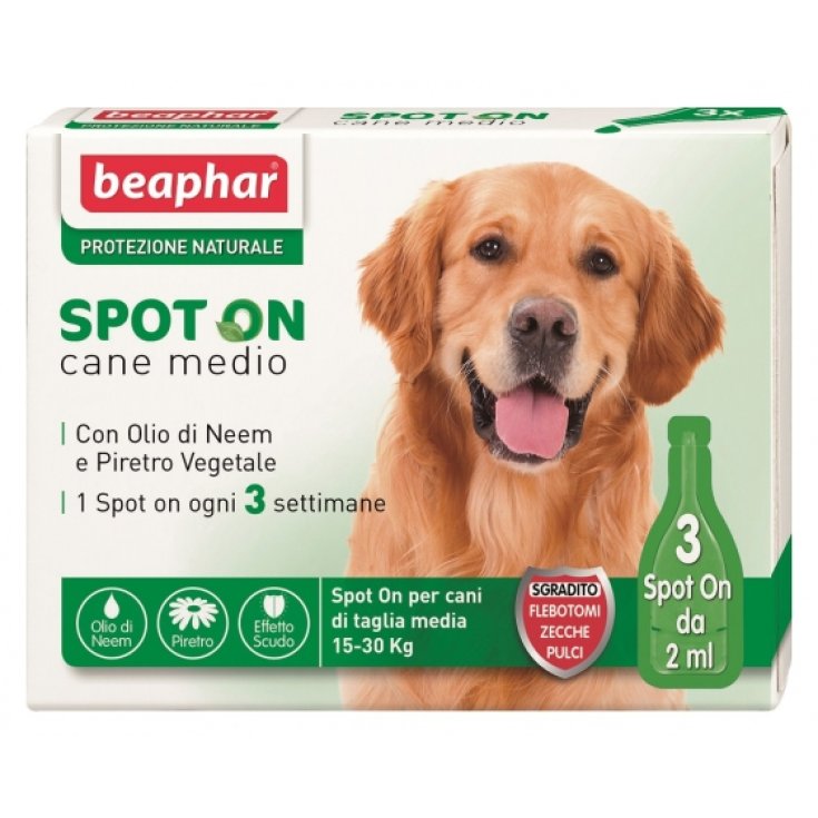 Beaphar Spot On Natürlicher Schutz für mittelgroße Hunde, 3 Stück