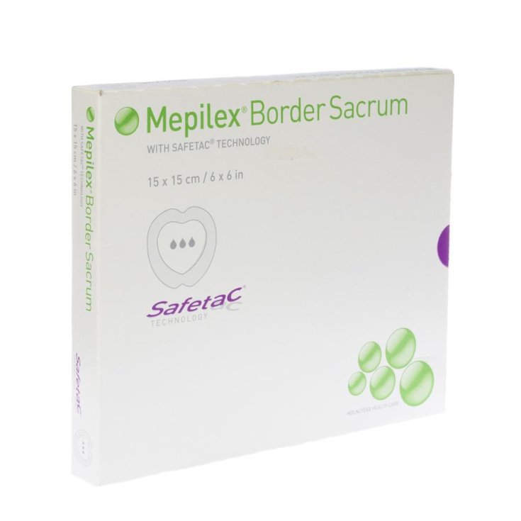 Mölnlycke® Mepilex® Border Sacrum All-In-One-Schaumstoffverband für den Sakralbereich mit Safetac® Größe 15 x 15 cm, 5 Stück