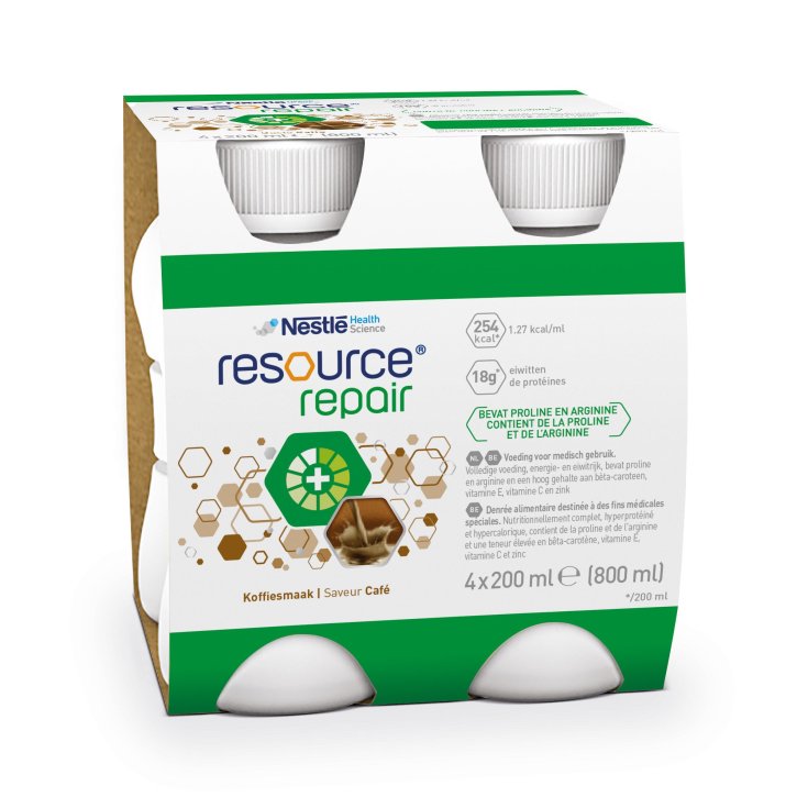 Nestlé Health Science Resource Repair Coffee Proteinreiches Getränk zur Förderung der Geweberegeneration 4 x 200 ml