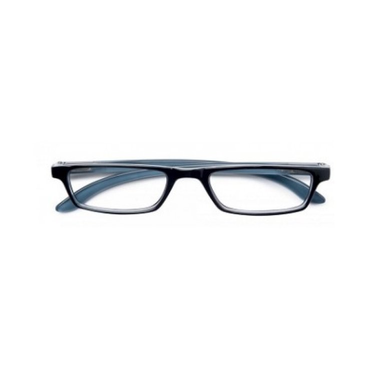 Trendige Premium Schwarz / Blau Brille +1,00 Dioptrien