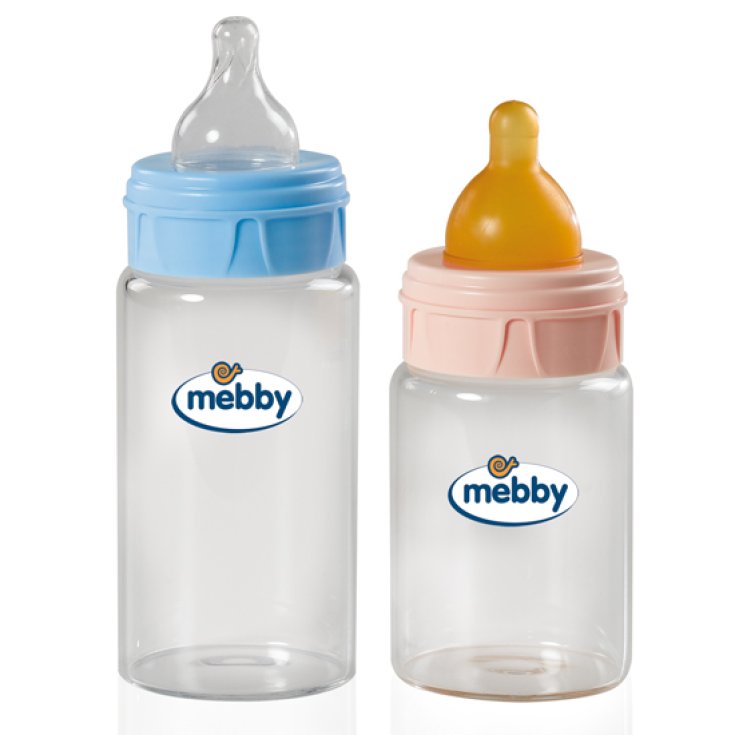 Medel Mebby Babyflasche aus Glas mit Latexsauger Rosa 180ml