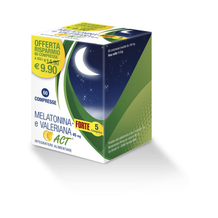 F&F Melatonin ACT + Forte 5 Complex und Baldrian Nahrungsergänzungsmittel 60 Tabletten