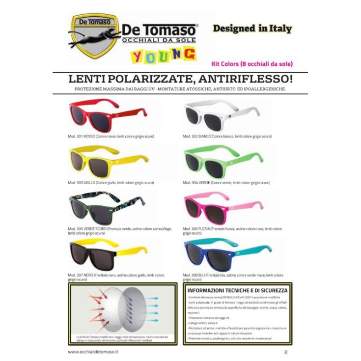 De Tomaso Kinderbrille, verschiedene Muster, Kit, Farben