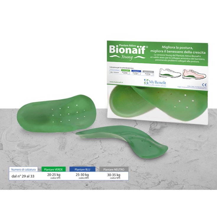 Bionaif My Benefit Active Fußbett Junge Grüne Farbe Kleine Größe