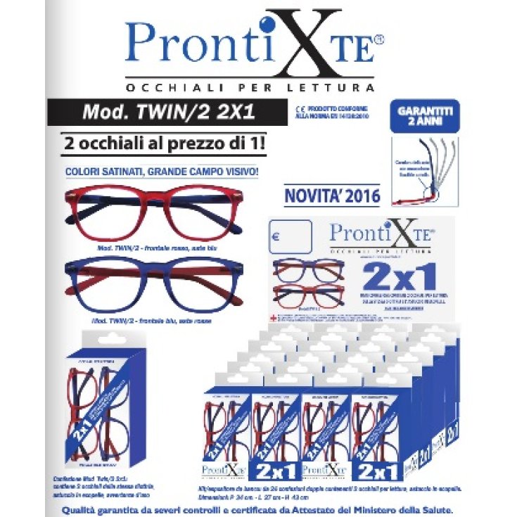 Prontixte Modell Twin Refill Lesebrille +2,00 Dioptrien 2 Stück