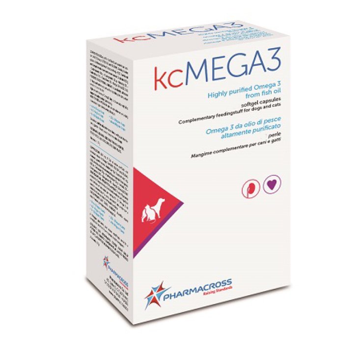 Pharmacross Kcmega3 OnNahrungsergänzungsmittel für Hunde und Katzen 30 Perlen