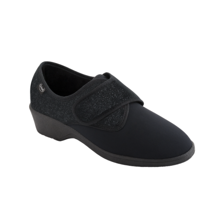 Scholl Agnes Mc Damenpantoffel aus Stretchgewebe und Mikrofaser, Farbe Schwarz, Größe 41