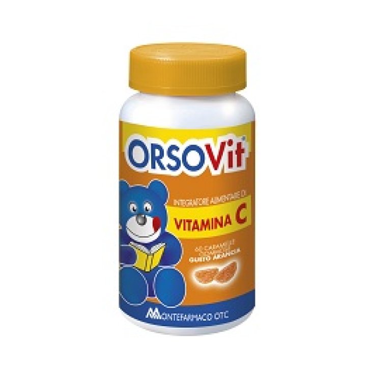 Montefarmaco OTC Orsovit Vitamin C Nahrungsergänzungsmittel glutenfrei 60 orangefarbene Gummibonbons