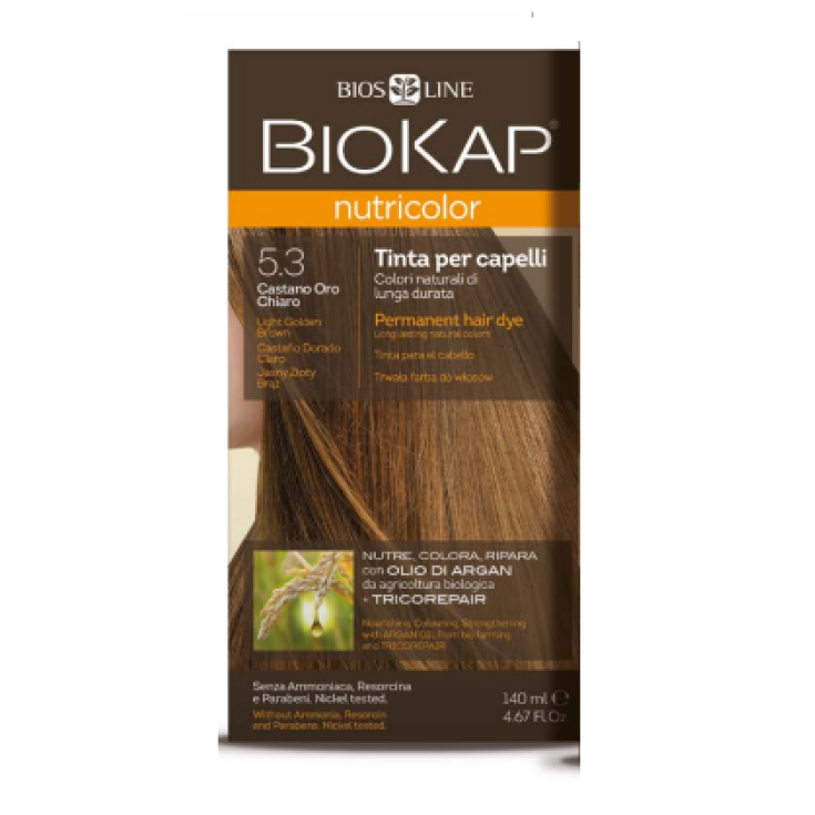 BiosLine Biokap Nutricolor Delicate Hair Dye Color 5.3 New Light Gold Brown