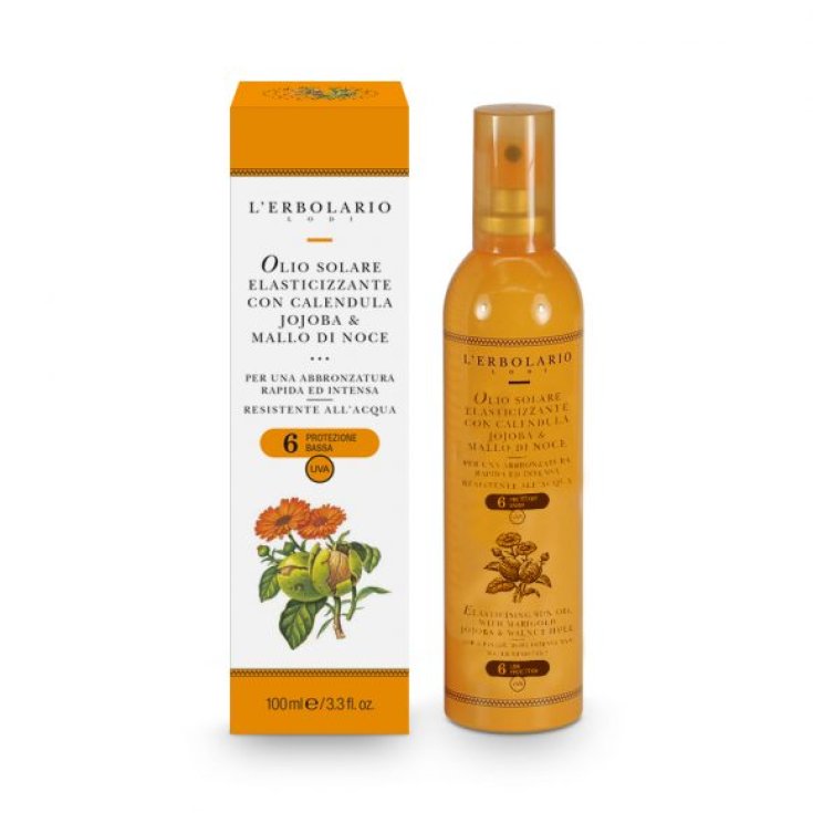 L'Erbolario Elastisches Sonnenöl mit Ringelblume, Jojoba und Walnussschale SPF6 100 ml
