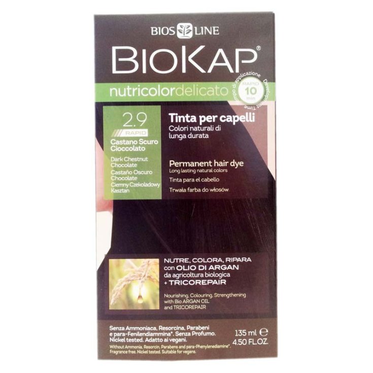 Bios Line Biokap Nutricolor Delicate Hair Dye Color 2,9 Dunkles Schokoladenbraun