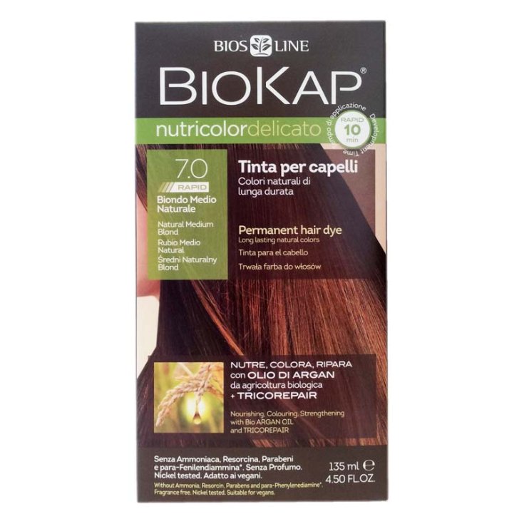 Bios Line Biokap Nutricolor Delicate Hair Dye Color 7.0 Medium Naturblond