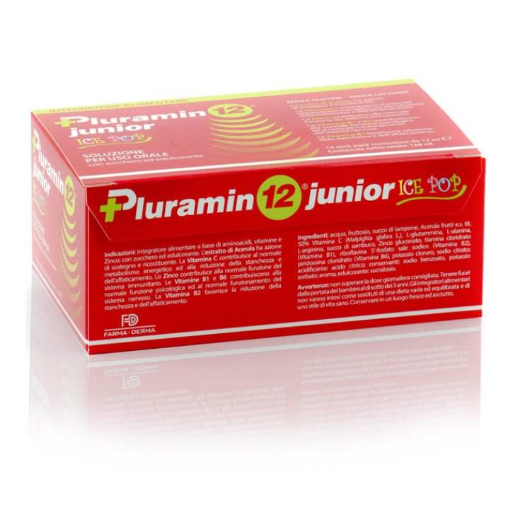 Farma-Derma Pluramin 12® Junior Ice Pop Lösung zur oralen Anwendung Nahrungsergänzungsmittel 14 Stick Pack 12ml
