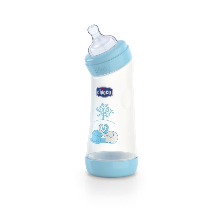 Chicco Biberon Benessere abgewinkelt Polypropylen und Silikon Boy 250ml + 0Mesi