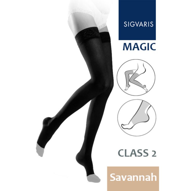 Sigvaris Magic Class 2 Savanna Halterlose Größe XL Farbe Schwarz mit offener Spitze