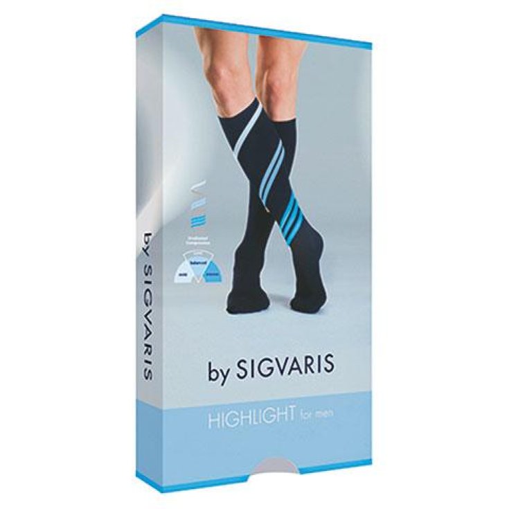 Sigvaris High Light for Man Kniestrümpfe Closed Toe Marine Farbe Größe L Lang