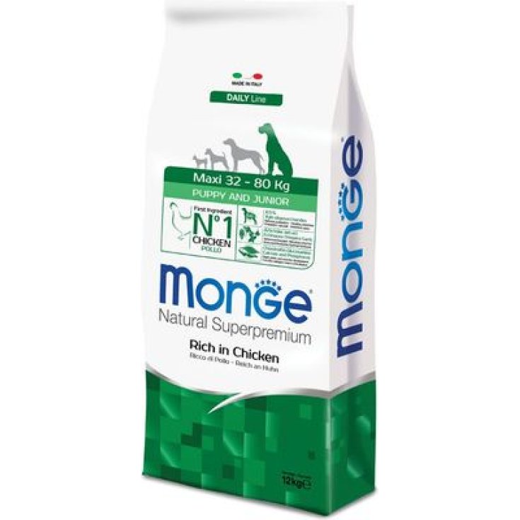 Monge Natural Maxi Puppy & Junior Reich an Huhn Hundetrockenfutter (2 - 12 Monate) 12Kg