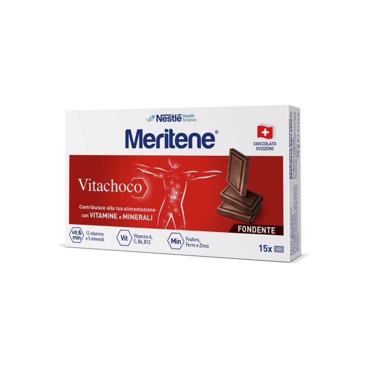 Nestlé Health Science Meritene Vitachoco Dunkle Ergänzung von Vitaminen und Mineralstoffen in Schweizer Schokolade 15 x5g