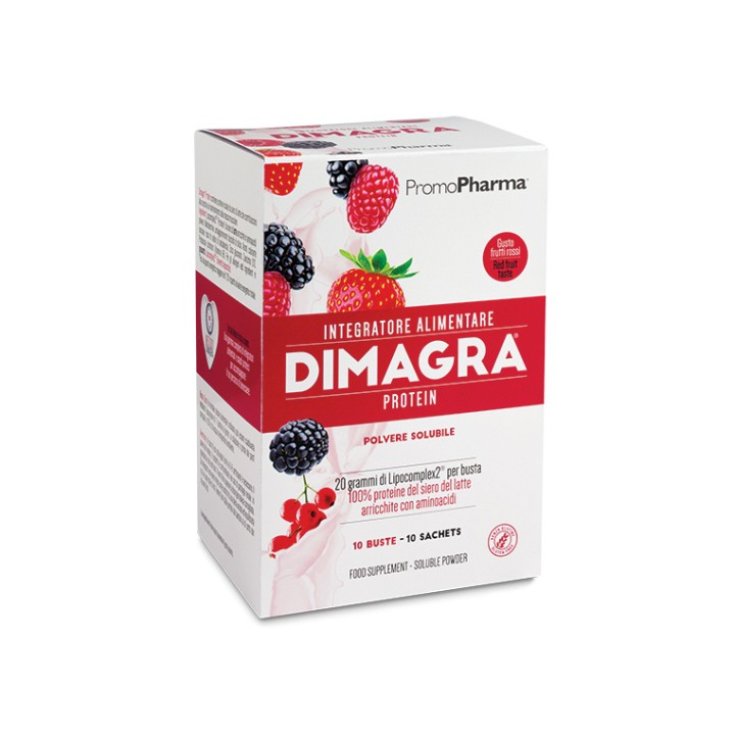 PromoPharma Dimagra Protein Nahrungsergänzungsmittel Rote Früchte 10 Beutel