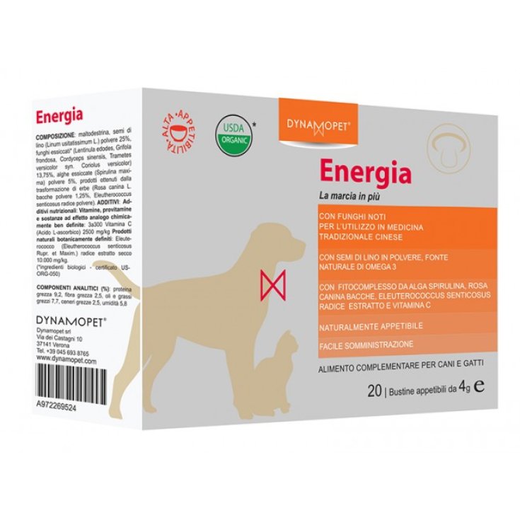 Dynamopet Energia Nahrungsergänzungsmittel für Hunde und Katzen 20 Beutel x4g