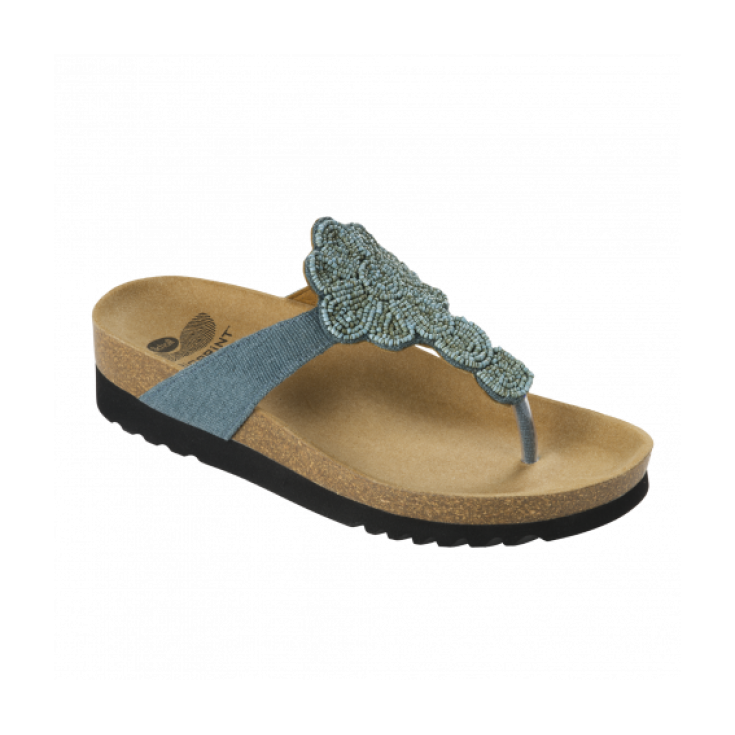 Scholl Afra Flip Flops Domma Bioprint Fußbett Denim Farbe Größe 38