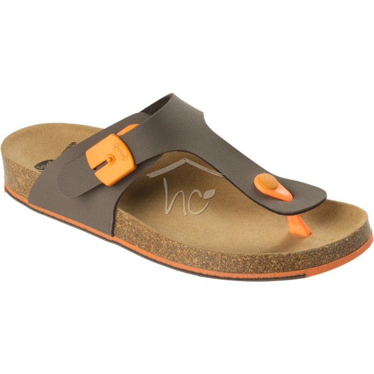 Scholl Spikey SS5 Footbed Bioprint Sandale Damen Farbe Braun / Orange Größe 38