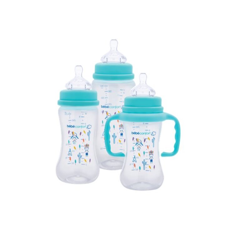 Bebe Confort Babyflasche mit Standardhals aus PP 270 ml Größe 1 hellblaue Farbe