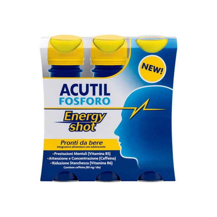 Angelini Acutil Fosforo Energy Shot Glutenfreies Nahrungsergänzungsmittel 3 x 60ml