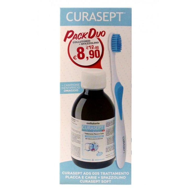 Curasept Pack Duo Ads Mundspülung mit Chlorhexidin 0,12 % + Soft Clean Zahnbürste