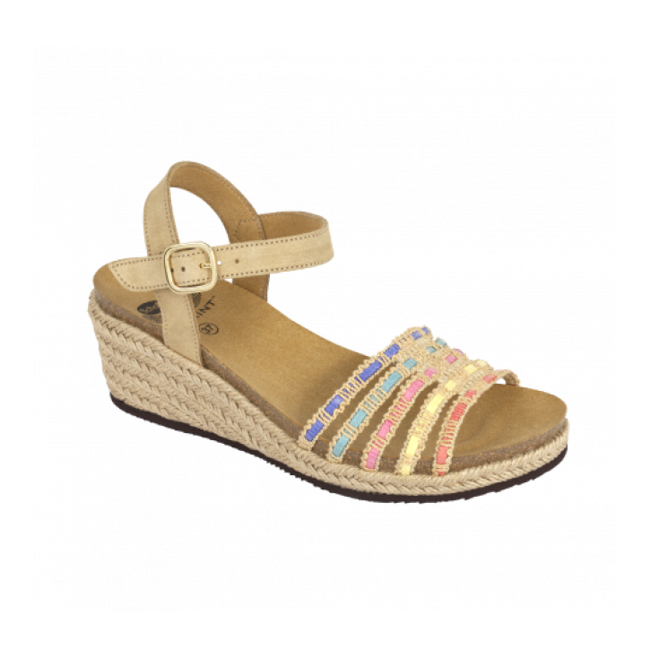 Scholl Lodoletta Sandale Damen Bioprint Fußbett Farbe Sand Größe 40
