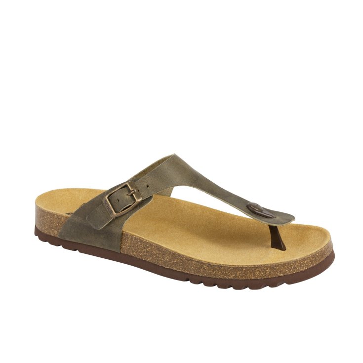 Scholl Evis Leather Green Flip Flops Man Bioprint Technology Grüne Farbe Größe 45
