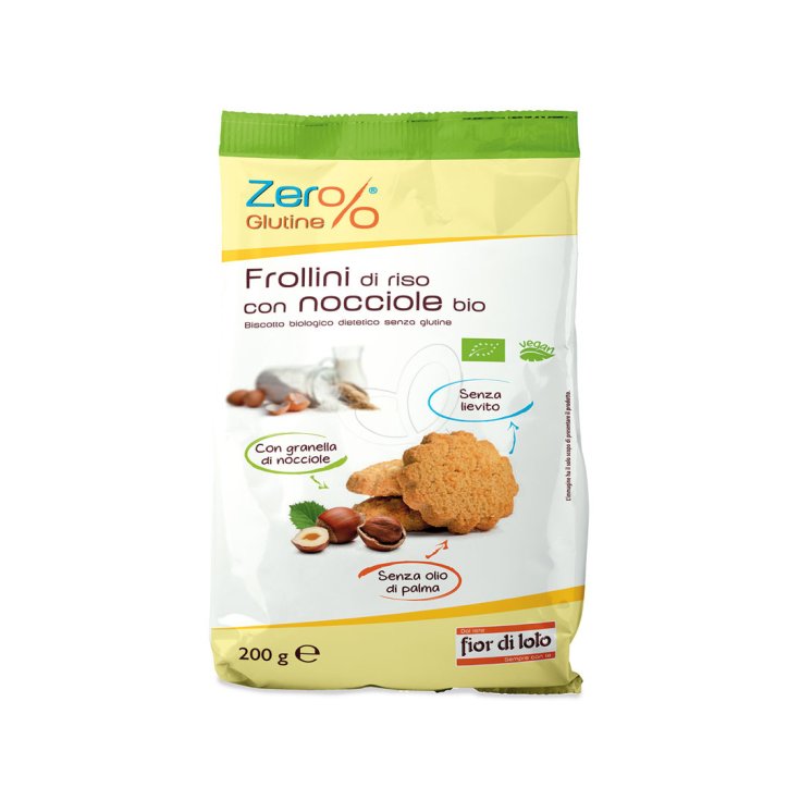 Fior di Loto Zero% Gluten Shortbread Reis mit Haselnüssen Bio 200g