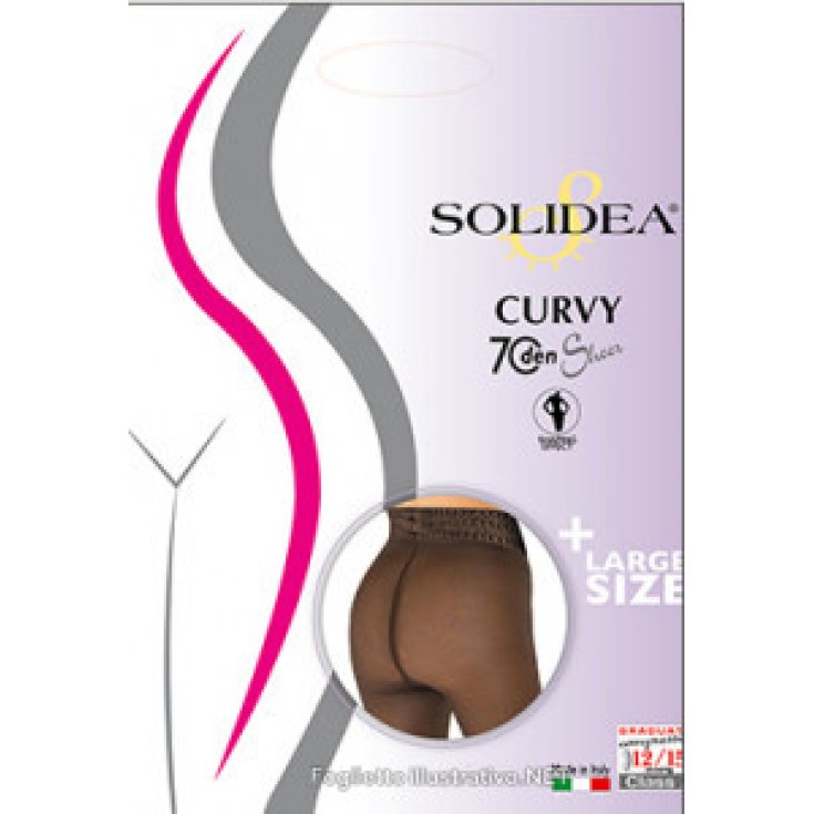 Solidea Curvy 70 Transparente, abgestufte Kompressionsstrumpfhose mit elastischem Mieder, Farbe Glace, Größe 3 ml-XL, 1 Paar