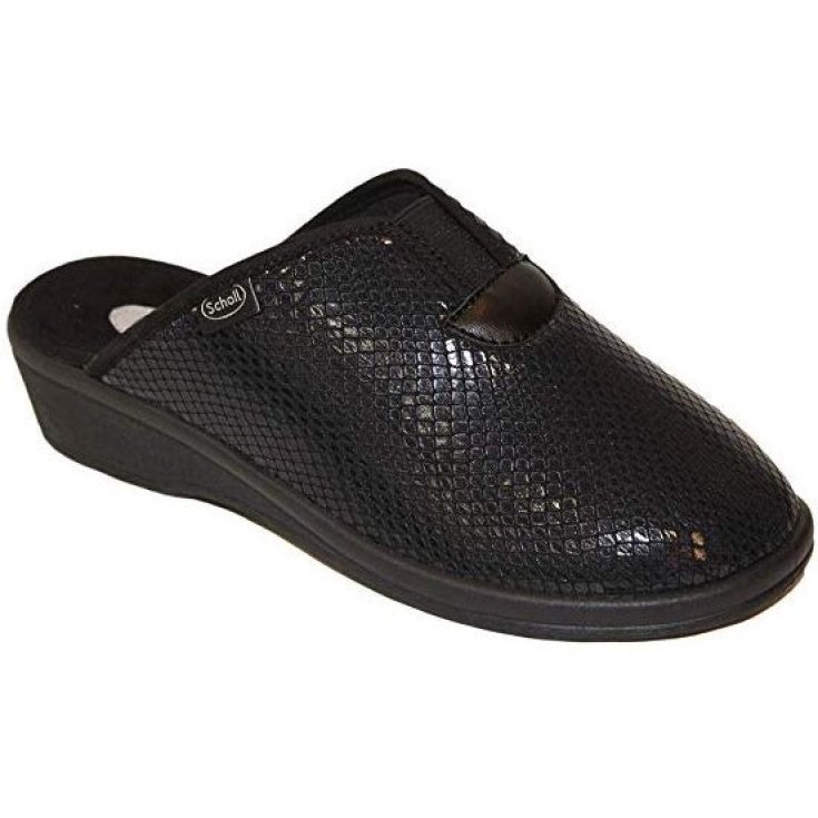 Scholl Elsa Damenhausschuh in bedruckter Stretch-Schwarz-Farbe Größe 40